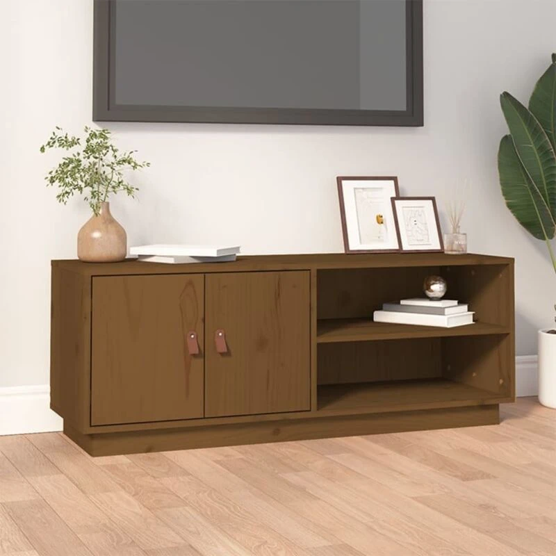 Image of vidaXL TV Cabinet Honey Brown 105x34x40cm Solid Wood Pine, Brown 818223