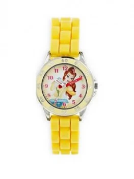 Image of Disney Princess Belle Printed Dial Yellow Silicone Strap Kids Watch
