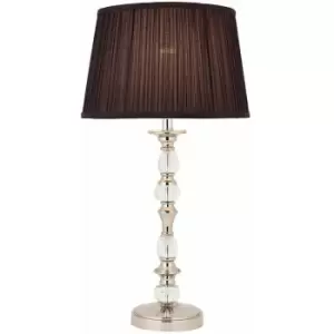Image of Diana Luxury 550mm Table Lamp Bright Nickel Black Shade Traditional Bulb Holder