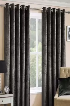 Image of Luxury Crushed Velvet Lined Eyelet Curtain Pair