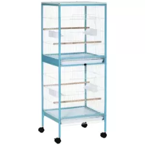 Image of Pawhut 2 In 1 Large Bird Cage With Slide-out Trays - Blue