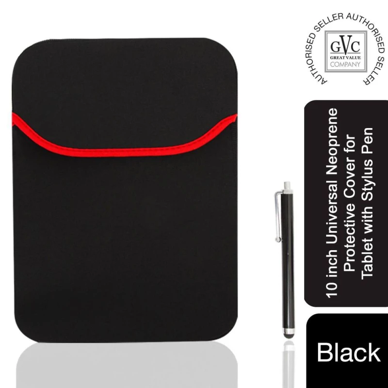 Image of GVC GVC 10" Universal Black Neoprene Protective Cover for Tablet with Stylus Pen