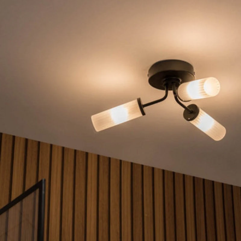 Image of ValueLights Canya 3 Way Black Bathroom Ceiling Light (Flush) Black unisex