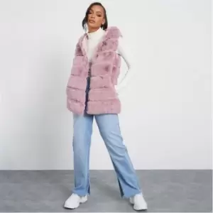 Image of I Saw It First Sleeveless Hooded Faux Fur Gilet - Pink