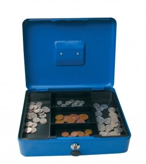 Image of Value 25cm 10" key lock Metal Cash Box Blue