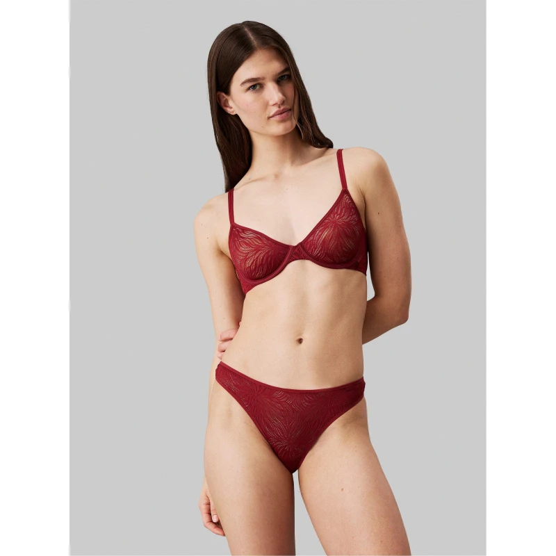 Image of Calvin Klein Thong - Sheer Marquisette - Red Red 8