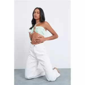 Image of I Saw It First Green Halterneck Tie Detail Bandeau Top - Green