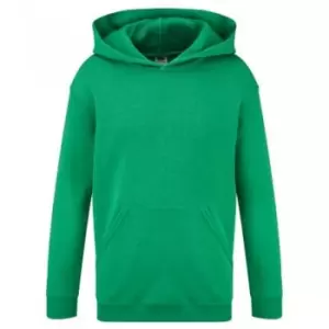 Image of Fruit of the Loom Childrens/Kids Classic Hooded Sweatshirt (7-8 Years) (Heather Green)