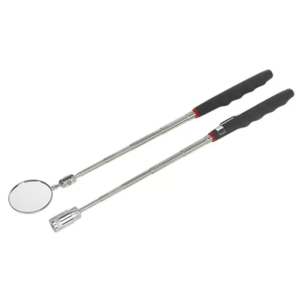 Image of Siegen S0941 Telescopic Magnetic LED Pick-Up Tool & Inspection Mirror Set 2pc