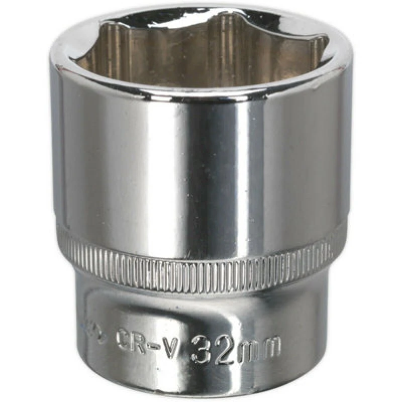 Image of Loops 32mm Forged Steel Drive Socket - 1/2" Square Drive - Polished Chrome Vanadium Metallics