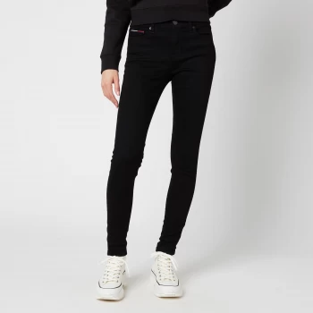Image of Tommy Jeans Womens Nora Mid-Rise Skinny Jeans - Black - W30/L30
