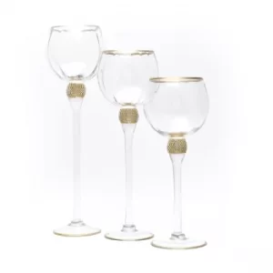 Image of HESTIA Set of 3 Glass Goblet Ornaments with Diamante