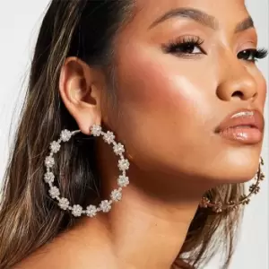 Image of I Saw It First Diamante Embellished Floral Hoops - Metallics