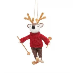 Image of Deer on Skis Felt Decoration