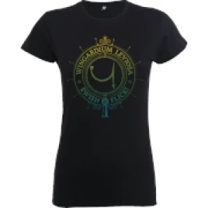 Image of Harry Potter Wingardium Leviosa Swish And Flick Womens Black T-Shirt - M - Black