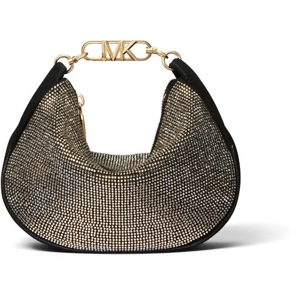 Image of MICHAEL Michael Kors Kendall Leather and Rhinestone Small Bracelet Pouchette