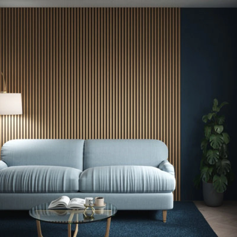 Image of Kraus Easy Living - Medium Oak - Acoustic Slat Wall Panel - (L) 240Cm X (W) 60Cm Single Panel