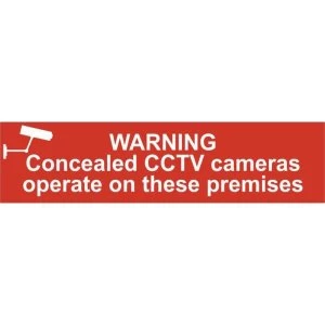Image of ASEC Warning Concealed CCTV Cameras Operate On These Premises 200mm x 50mm PVC Self Adhesive Sign