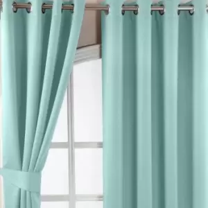 Image of Homecapes Pastel Blue Herringbone Chevron Blackout Thermal Curtains Pair Eyelet Style, 90x72'
