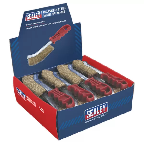 Image of Sealey WB05DB24 Wire Brush Brassed Steel Plastic Handle Display Box of 24