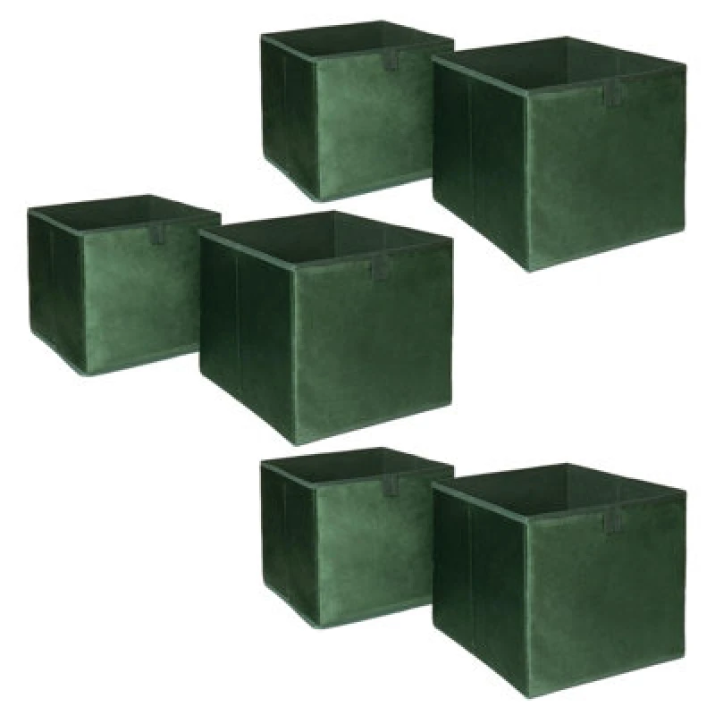 Image of OHS OHS Pack of 6 Matte Velvet Storage Boxes in Dark Green Dark Green One Size Unisex 5027434163120