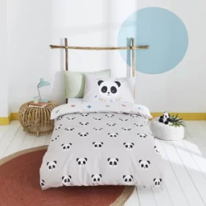 Image of Born To Be A Pandas Friend Duvet Cover and Pillowcase Set Natural
