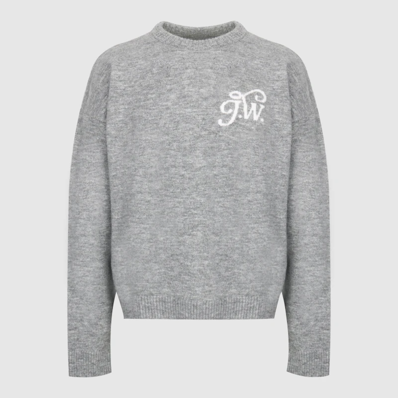 Image of Jack Wills Mens Initial Long Sleeve Oversized Fit Crew Neck Jumper Grey Marl male S