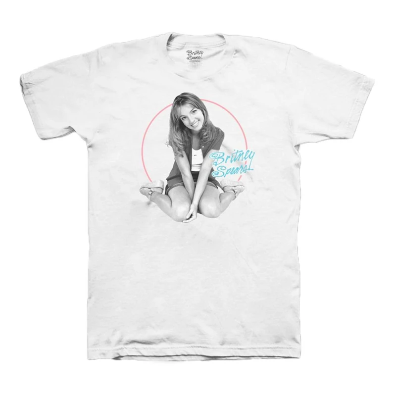 Image of Britney Spears Mens Classic Circle T-Shirt in White Size: Small White Male S