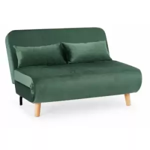Image of Keller Green Velvet double Futon Sofa Bed