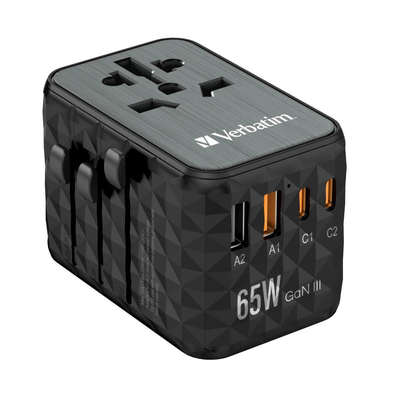 Image of Verbatim UTA-05 GaN III 65W Universal Travel Adapter 32120 Black