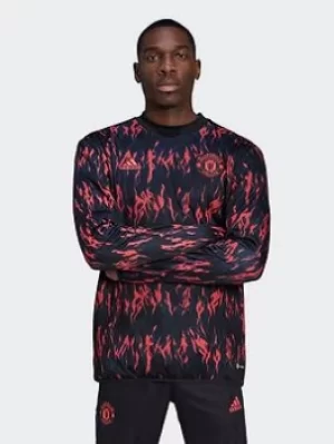 Image of adidas Manchester United Pre-match Warm Top, Black, Size L, Men