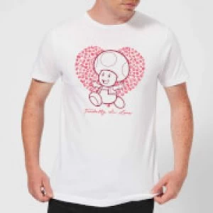 Image of Super Mario Toadally In Love Mens T-Shirt - White - M