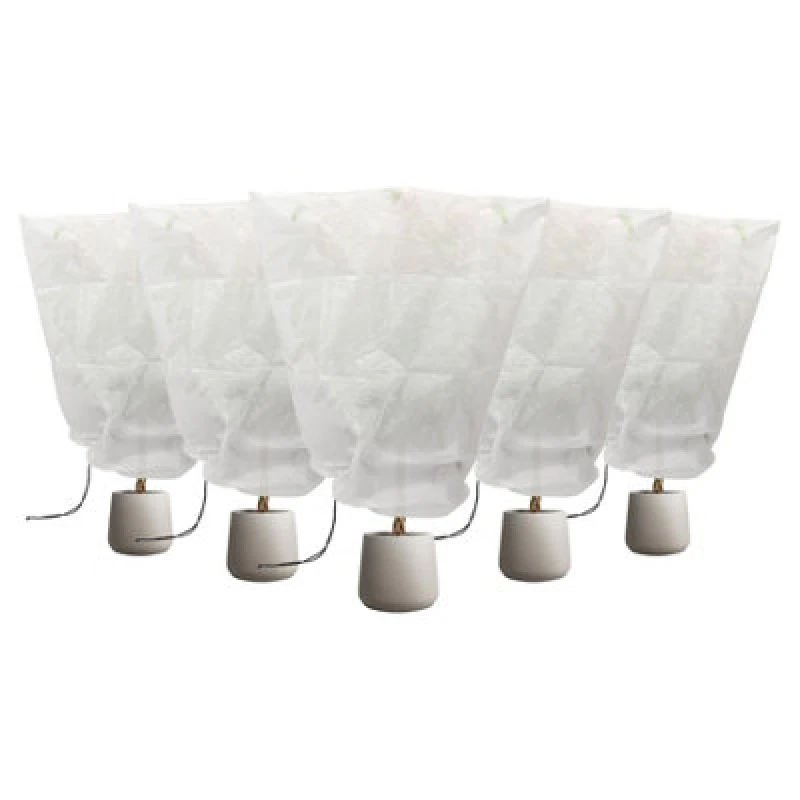 Image of Harbour Housewares Plant Fleece Frost Protection Covers With Drawstring - 80Cm X 120Cm - Pack Of 5