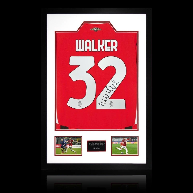 Image of The Fan Cave Kyle Walker Signed AC Milan Shirt Premium Frame Red unisex 850mm x 60