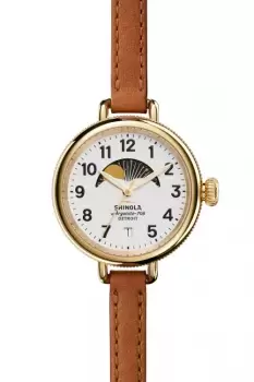 Image of Shinola Birdy 34mm Moon Phase Bourbon Leather Strap Watch S0120008179