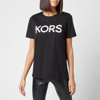 Image of Michael Kors Womens Kors Graphic Organic T-Shirt - Black/Silver - S