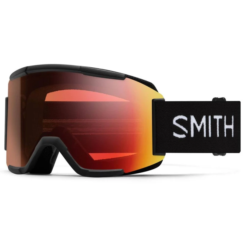 Image of Smith Squad 2QJ 4V Black ChromaPop Pro Photochromic Red Mirror Ski Goggles Black Unisex