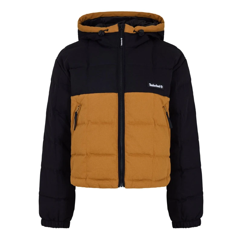 Image of Timberland Womens Puffer Short Puffer Jacket Black/Wheat female 8 (XS)