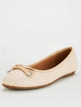 Image of Wallis Wide Fit Weave Ballerina - Beige, Size 5, Women