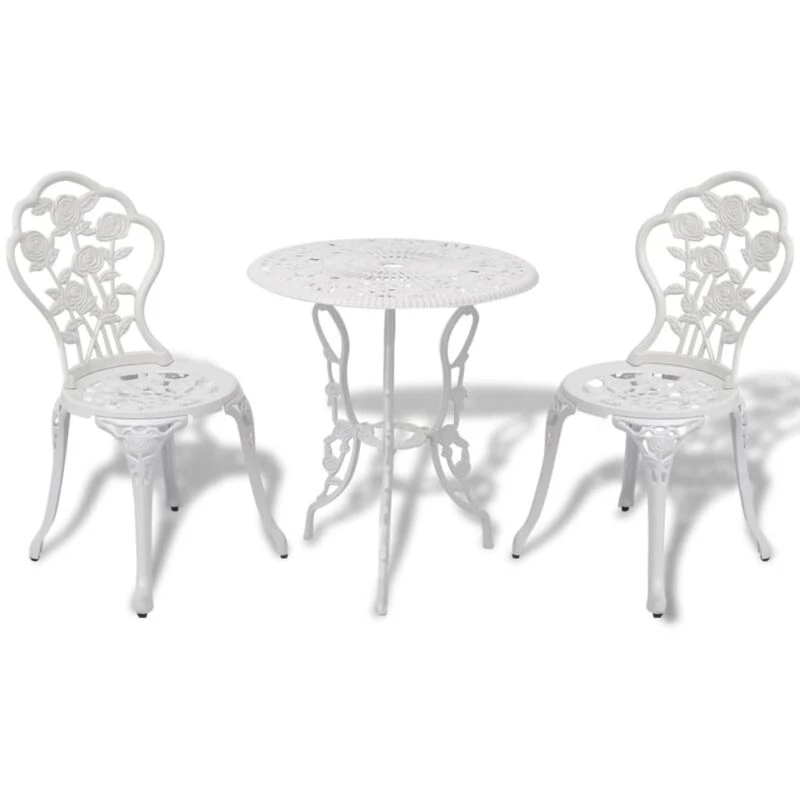 Image of VIDAXL 3 Piece Bistro Set Cast Aluminium White Vidaxl 42165