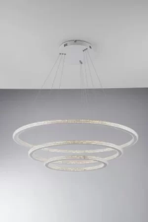 Image of Bryant Integrated LED 3 Tier Circular Crystal Pendant Light, 4000K