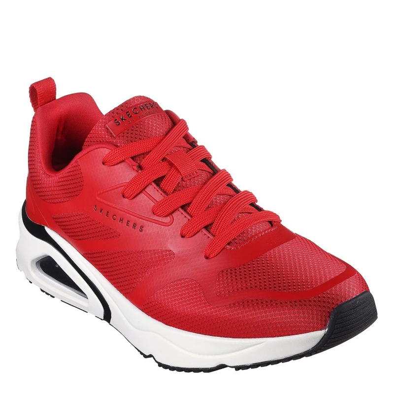 Image of Skechers Mens Mesh Print Overlay Low-Top Trainers Red male 7 (41)