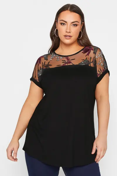 Image of Yours Embellished Top Black