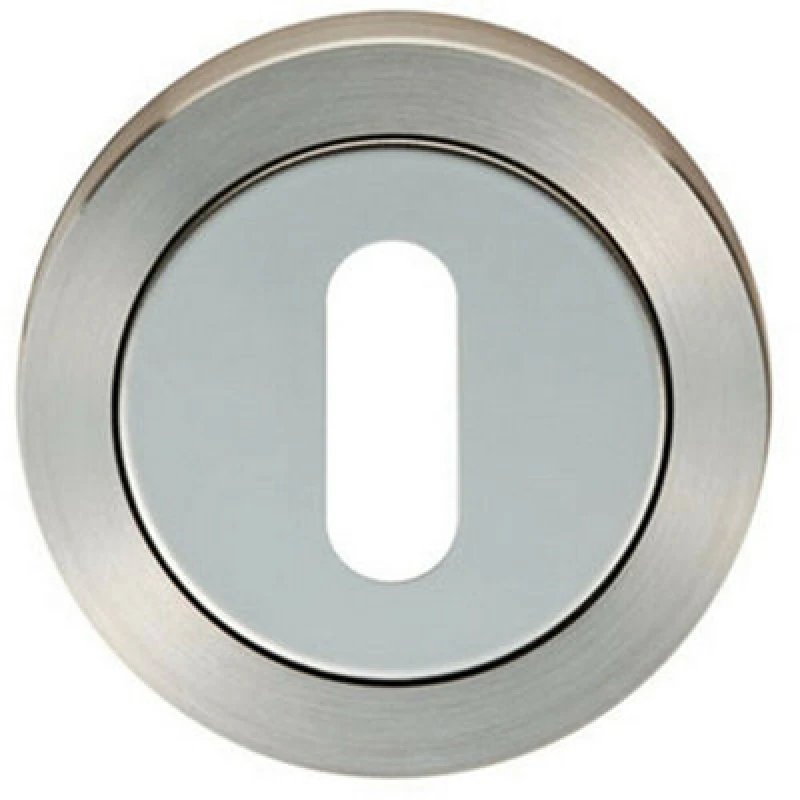 Image of Loops Round Lock Profile Escutcheon 52mm Dia Concealed Fix Bright Satin Steel Metallics unisex