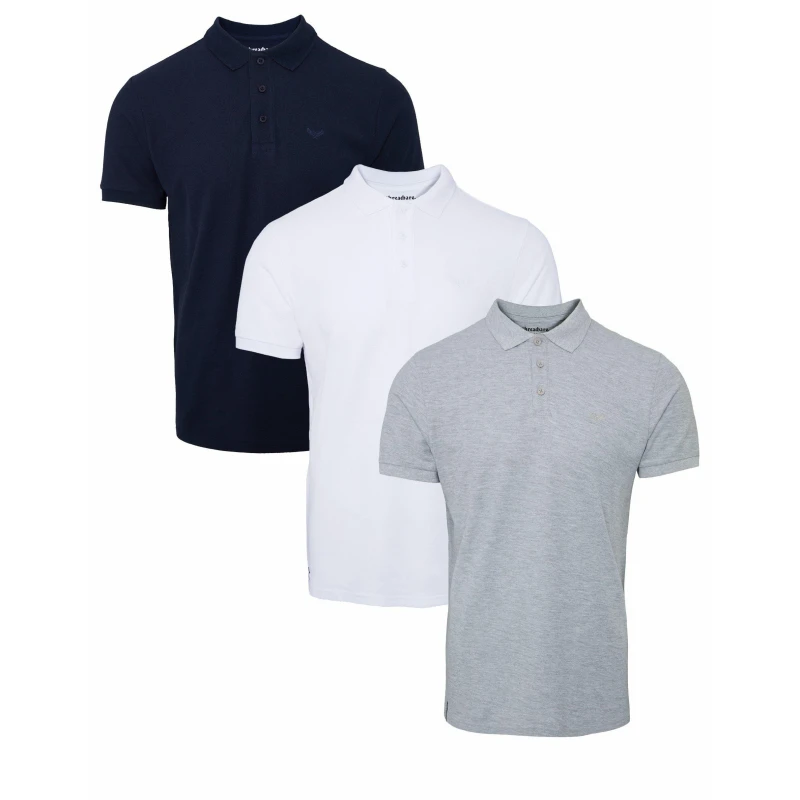 Image of Threadbare 3 Pack 'Conroy' Cotton Pique Polo Shirts Navy