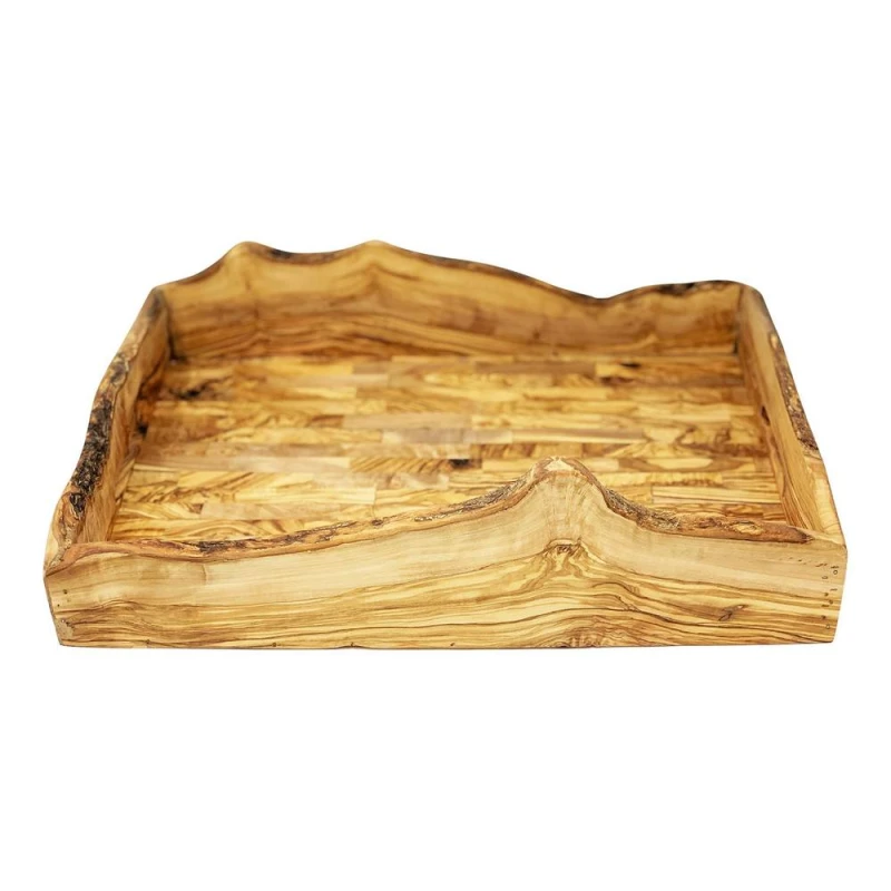 Image of Verano Spanish Ceramics Olive Wood Natural Grained Rustic Kitchen Dining Large Serving Tray 45cm x 29cm Natural unisex