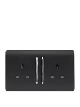 Image of Trendiswitch 2G 13A Switched Socket Matt Black
