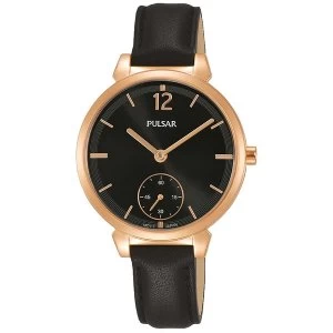 Image of Pulsar PN4072X1 Ladies Black Leather Strap Rose Gold Case 50M Watch
