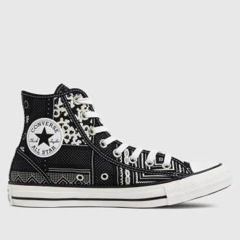 Image of Converse Black & White Geometric Patchwork Hi Trainers
