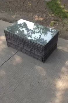Image of Fimous Dark Grey Outdoor Rattan Oblong Coffee Table